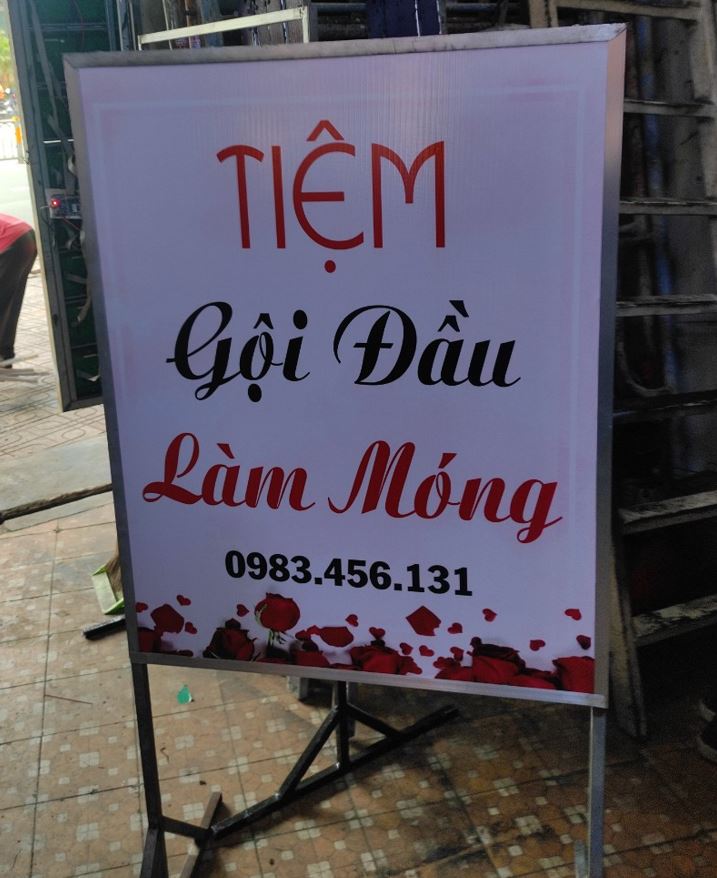 Bảng hiệu bạt có chân đứng, 2 mặt không đèn