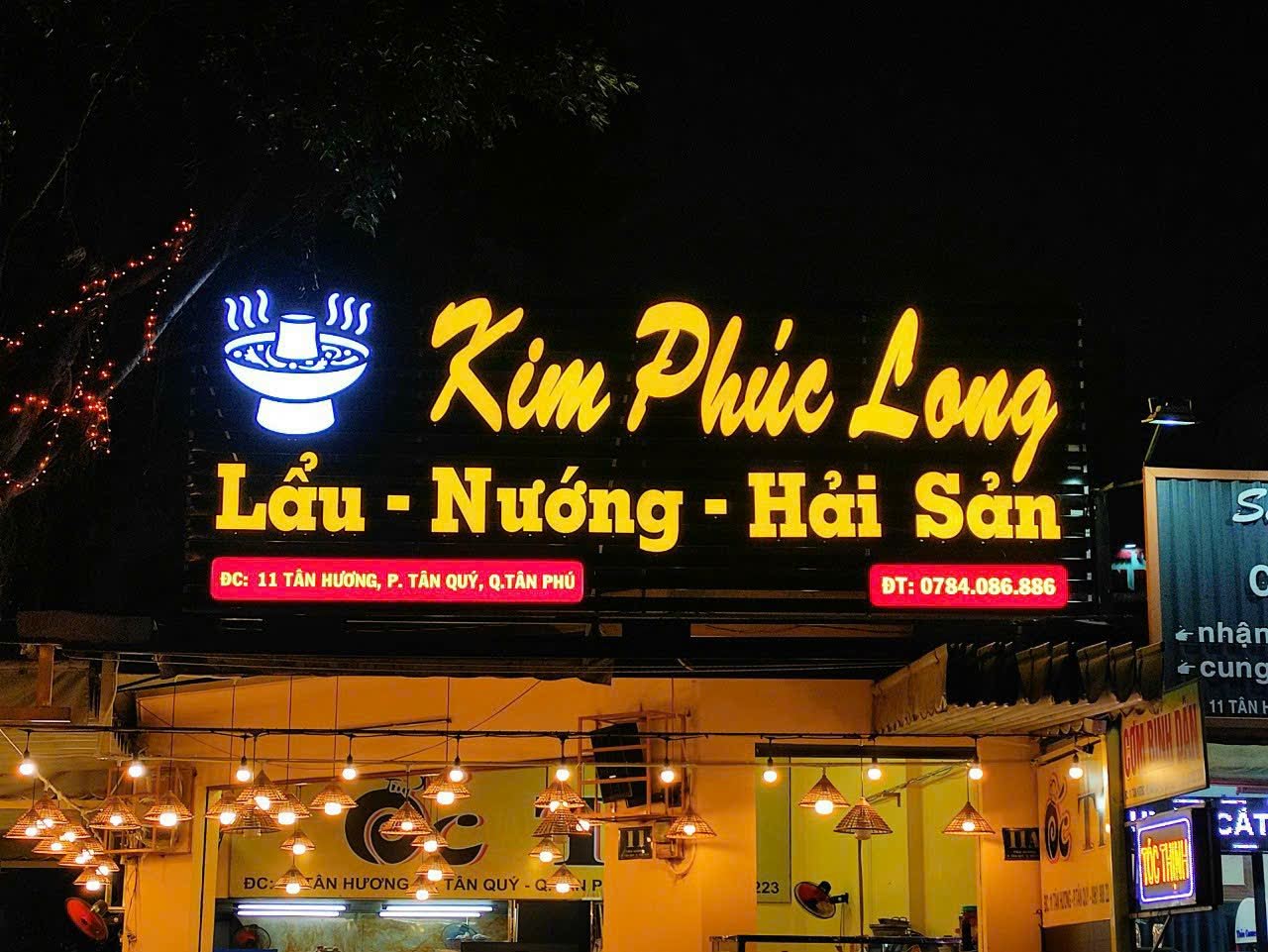 Bảng hiệu thanh lam, chữ mica có đèn