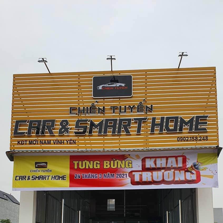 bảng hiệu thanh lam tôn chiếu sáng bằng đèn pha điện 2
