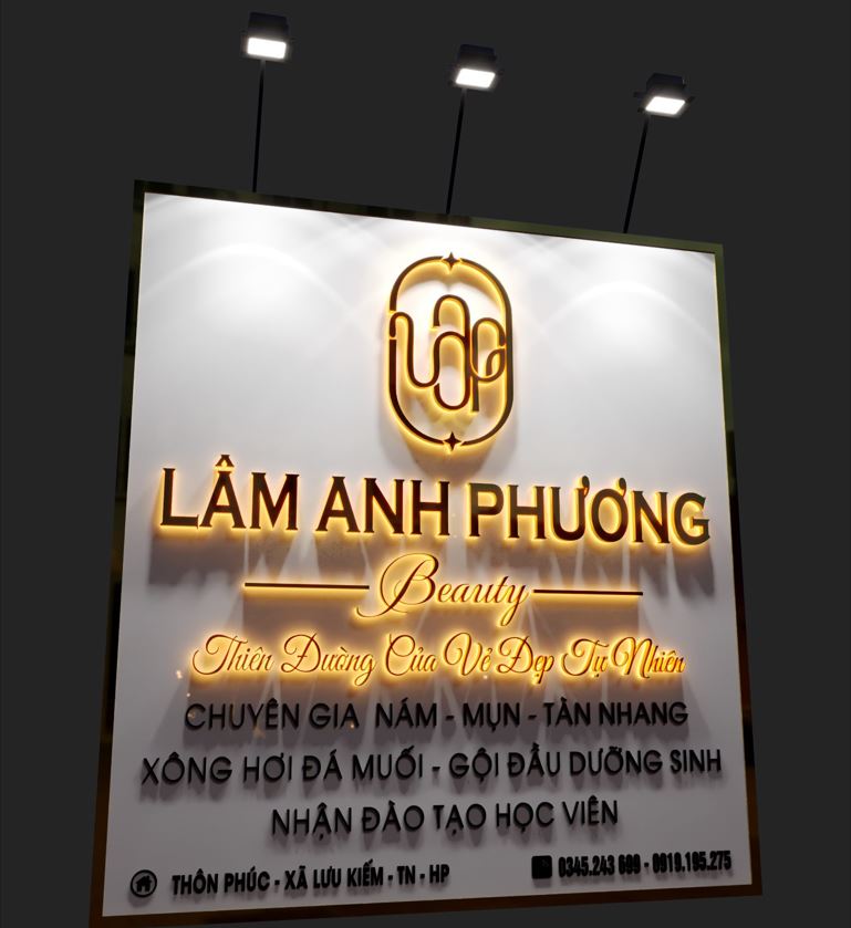 biển hiệu nền alu trắng, chữ alu đèn sáng chân giá rẻ