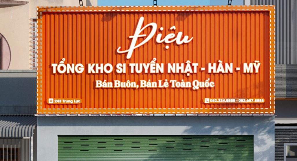biển quảng cáo tôn màu cam, có viền led xung quanh