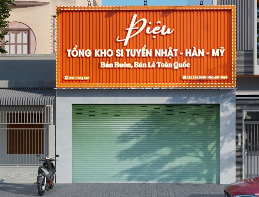 biển quảng cáo tôn màu cam, có viền led xung quanh 2