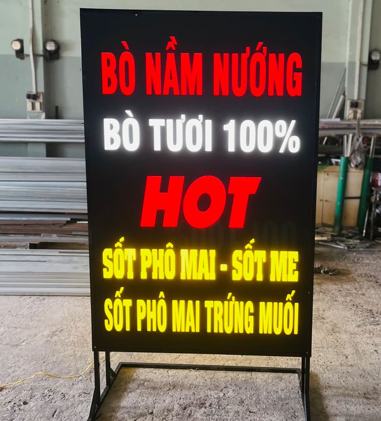 hộp đèn alu đứng, chữ mica sáng mặt đẹp giá rẻ