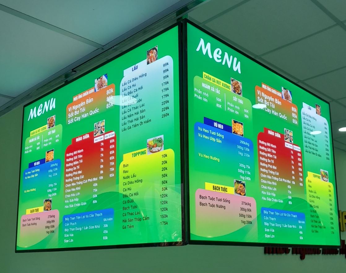 Hộp đèn mica siêu mỏng làm menu, thay đổi nội dung dễ dàng